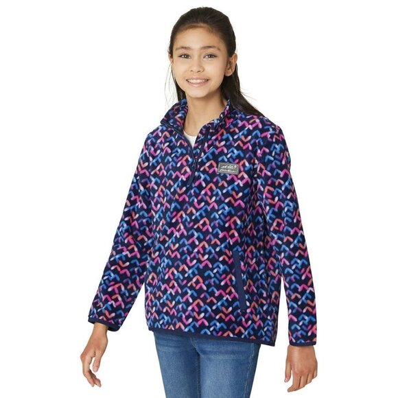 NWT Eddie Bauer Big Girls Youth Fleece Zip Mock Neck Kangaroo Pocket Sweater Top - Picture 2 of 4